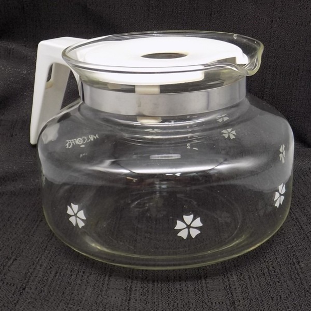 Mr. Coffee Pot Carafe OEM P-13-21 Coffee White Lid Handle Graphics Original